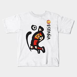 Dynamic Spain Soccer Player Pose V1-4 Kids T-Shirt